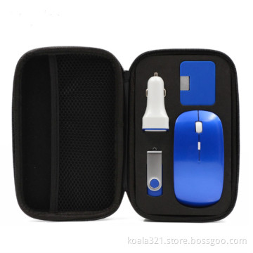 Custom Business Gift Set Promotional Gift Set Red Christmas Gift Set with usb flash drive car charger